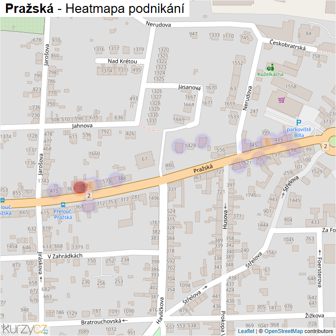 Mapa Pražská - Firmy v ulici.