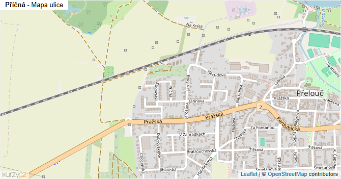 Příčná - mapa ulice