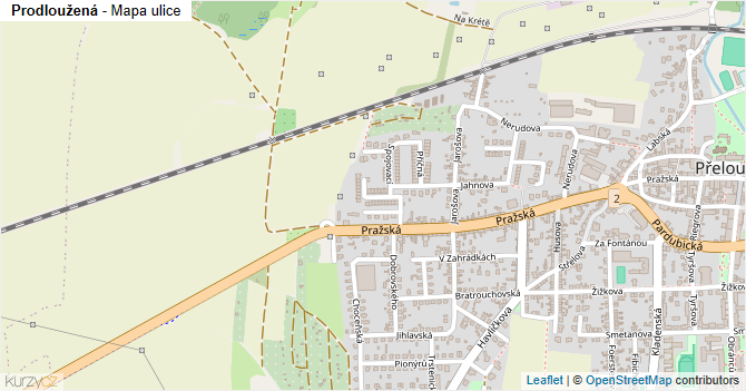 Prodloužená - mapa ulice