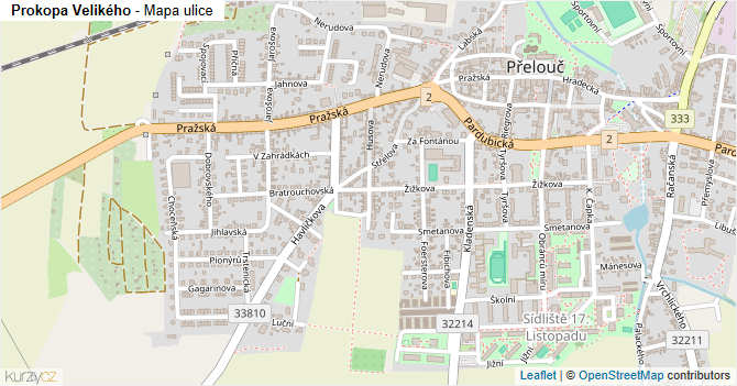 Prokopa Velikého - mapa ulice