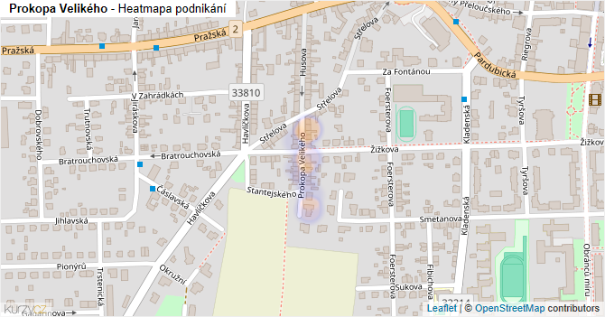 Prokopa Velikého - mapa podnikání