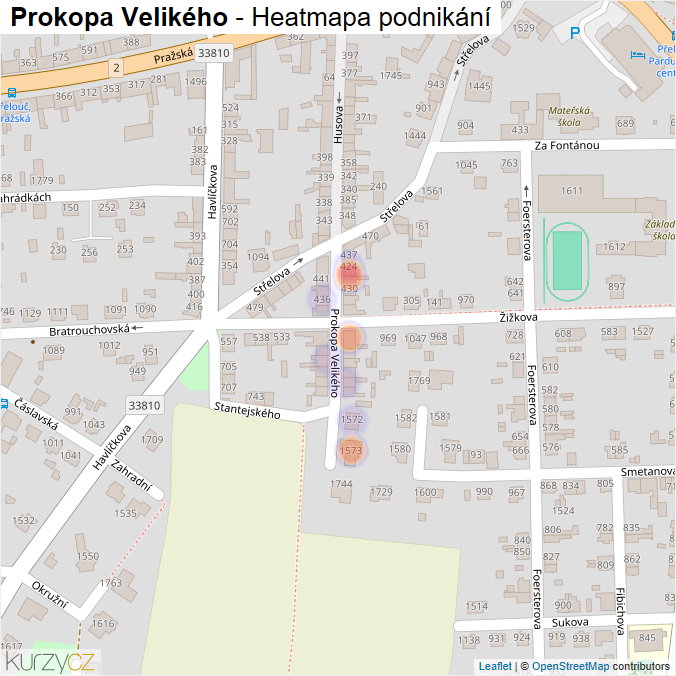 Mapa Prokopa Velikého - Firmy v ulici.
