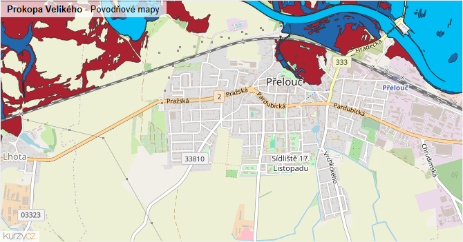 Prokopa Velikého - záplavové mapy stoleté vody