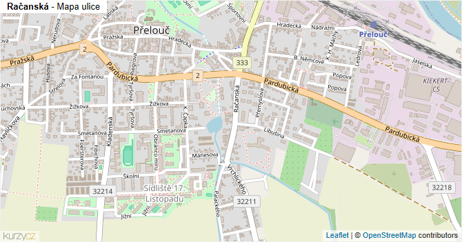 Račanská - mapa ulice