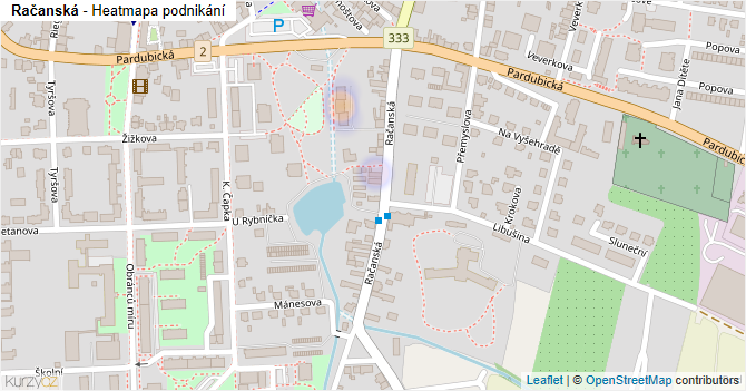 Račanská - mapa podnikání