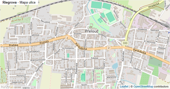 Riegrova - mapa ulice