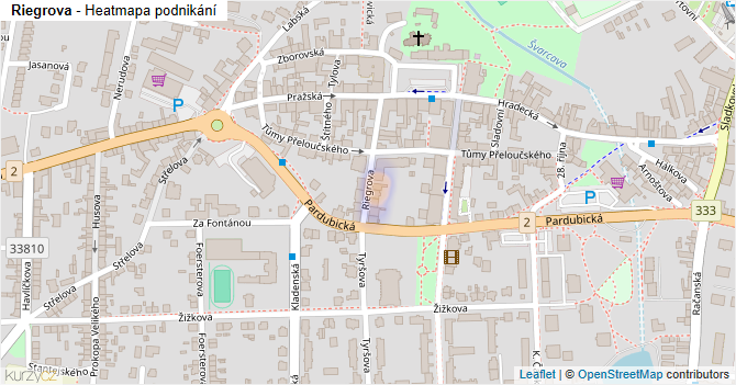 Riegrova - mapa podnikání
