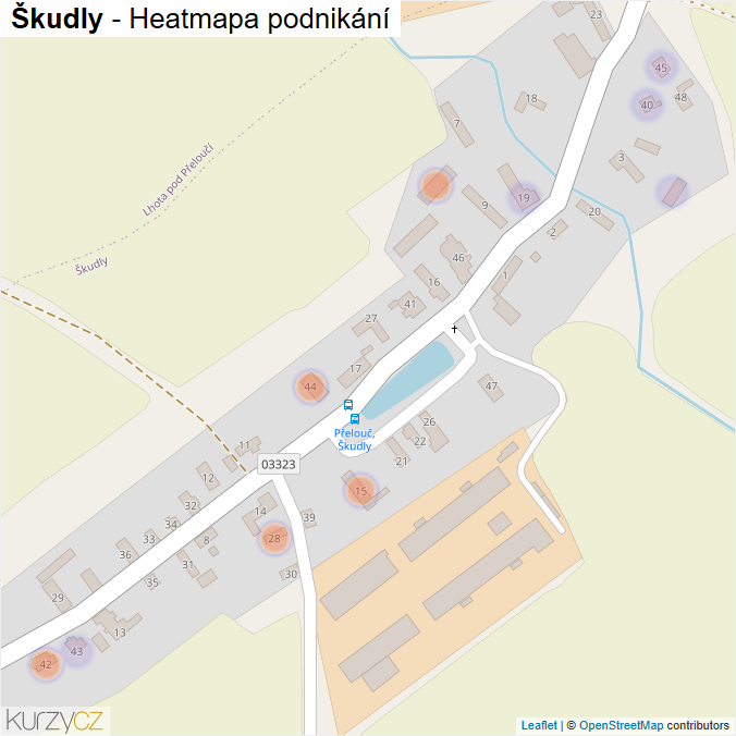 Mapa Škudly - Firmy v části obce.