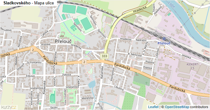 Sladkovského - mapa ulice