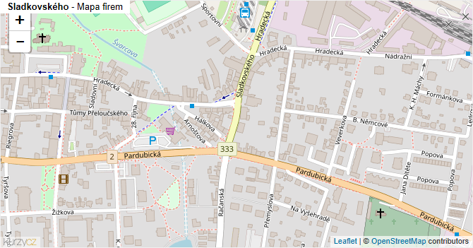 Sladkovského - mapa firem