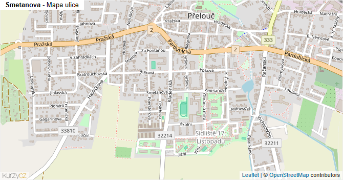 Smetanova - mapa ulice