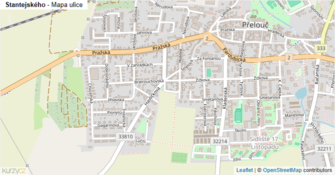 Stantejského - mapa ulice