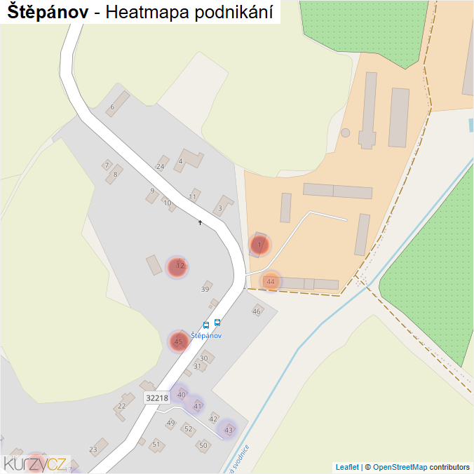 Mapa Štěpánov - Firmy v části obce.
