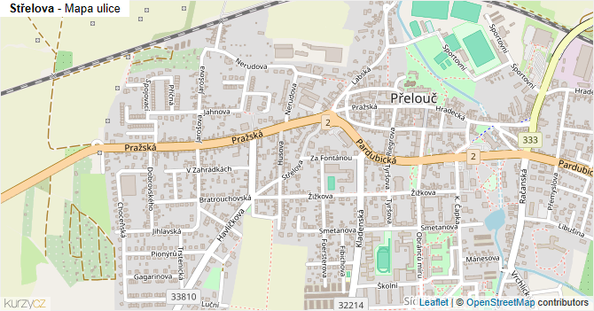 Střelova - mapa ulice