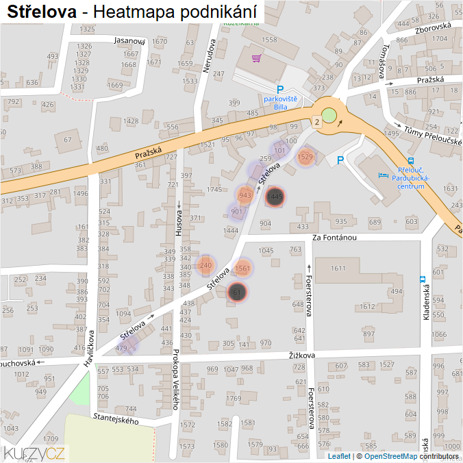 Mapa Střelova - Firmy v ulici.