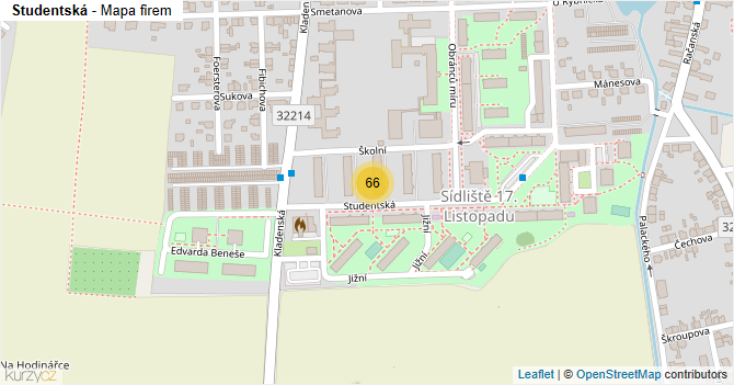 Studentská - mapa firem