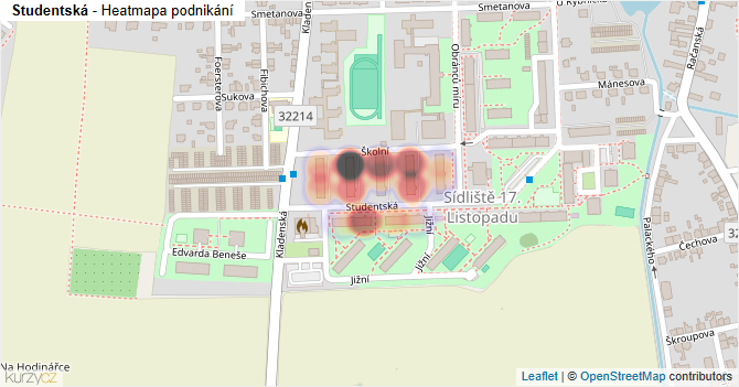 Studentská - mapa podnikání