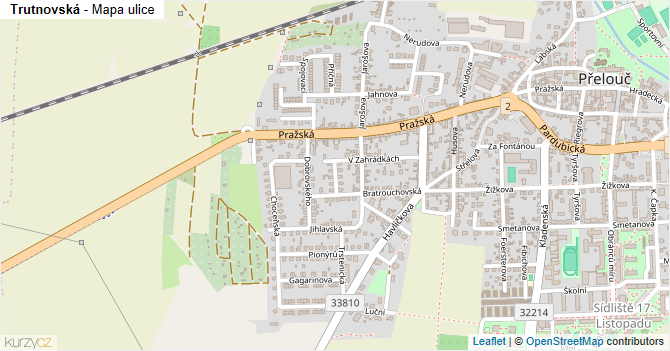 Trutnovská - mapa ulice