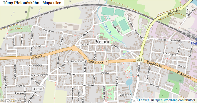 Tůmy Přeloučského - mapa ulice