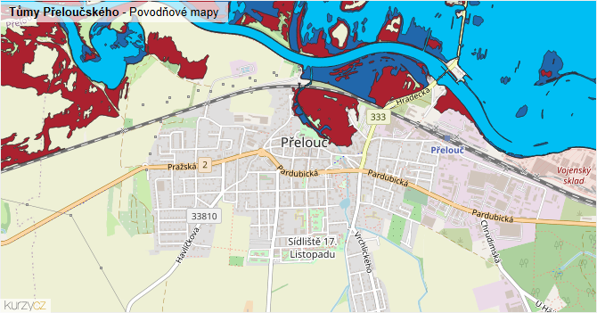 Tůmy Přeloučského - záplavové mapy stoleté vody