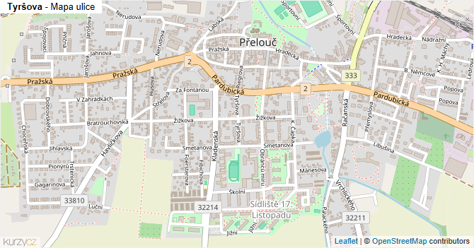 Tyršova - mapa ulice