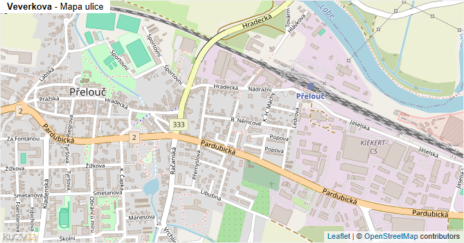 Veverkova - mapa ulice