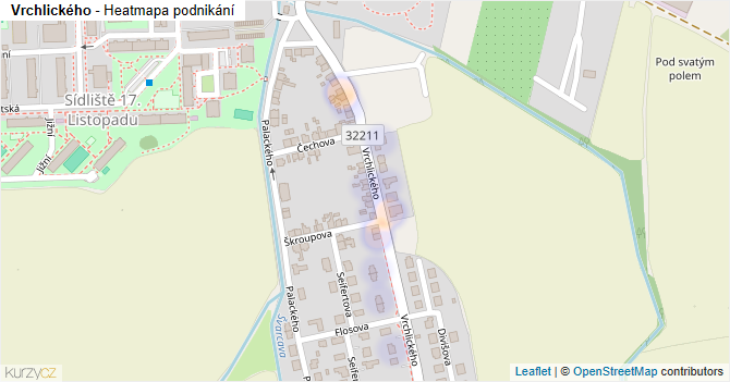 Vrchlického - mapa podnikání