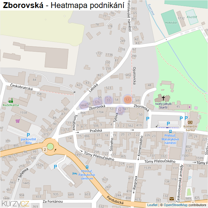 Mapa Zborovská - Firmy v ulici.