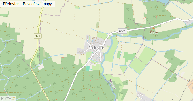 Přelovice - záplavové mapy stoleté vody