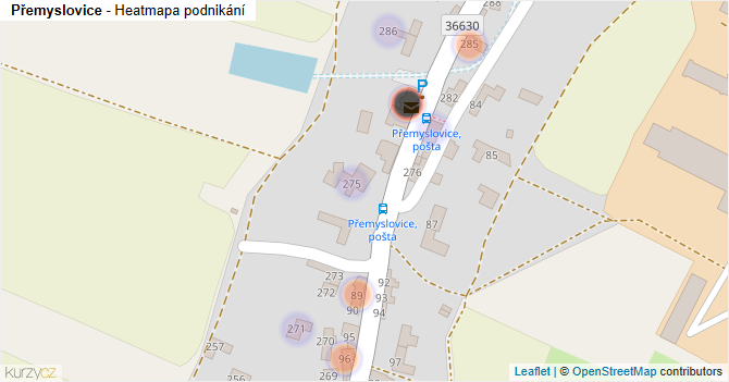 Přemyslovice - mapa podnikání