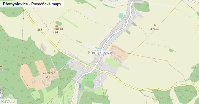 Přemyslovice - záplavové mapy stoleté vody