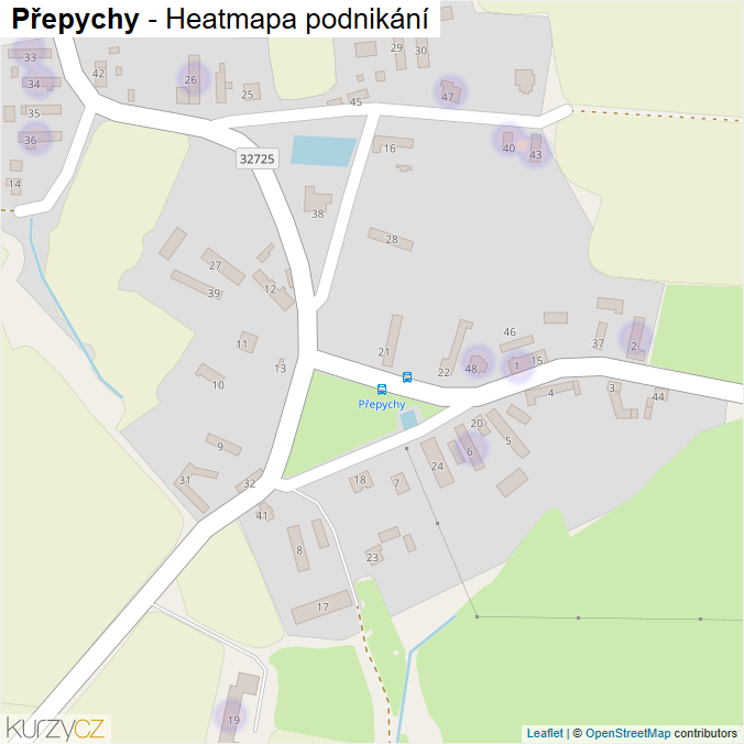 Mapa Přepychy - Firmy v části obce.