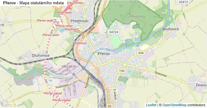 Přerov - mapa statutárního města