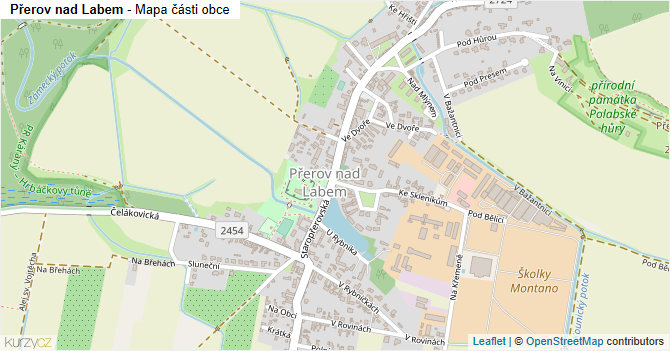 Přerov nad Labem - mapa části obce