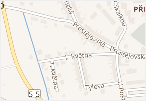 1. května v obci Přerov - mapa ulice