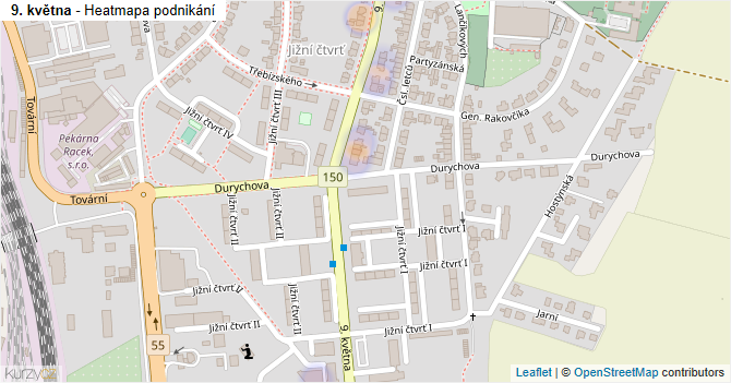 9. května - mapa podnikání