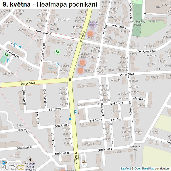 Mapa 9. května - Firmy v ulici.