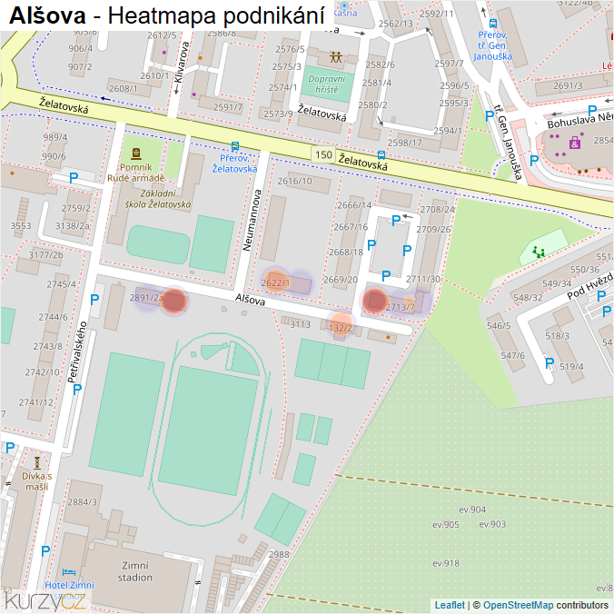 Mapa Alšova - Firmy v ulici.