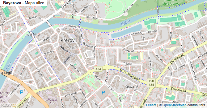 Bayerova - mapa ulice