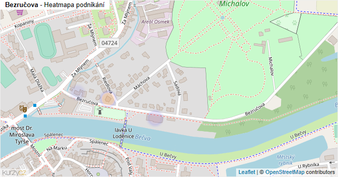 Bezručova - mapa podnikání