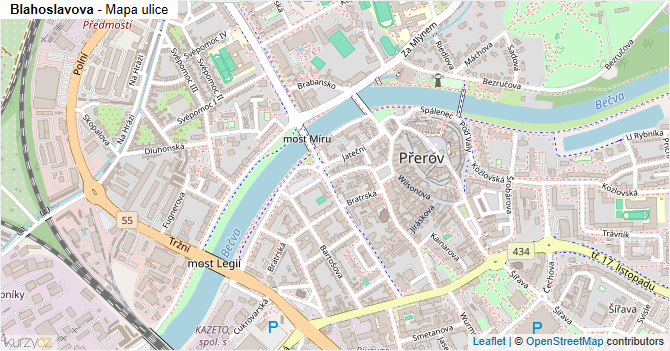 Blahoslavova - mapa ulice