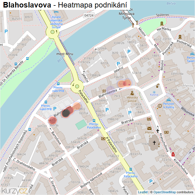 Mapa Blahoslavova - Firmy v ulici.