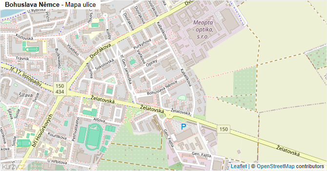 Bohuslava Němce - mapa ulice