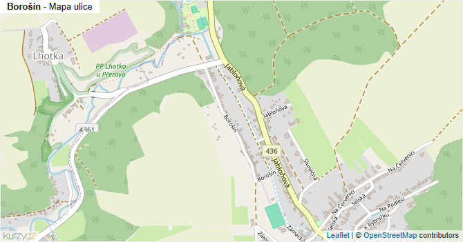 Borošín - mapa ulice
