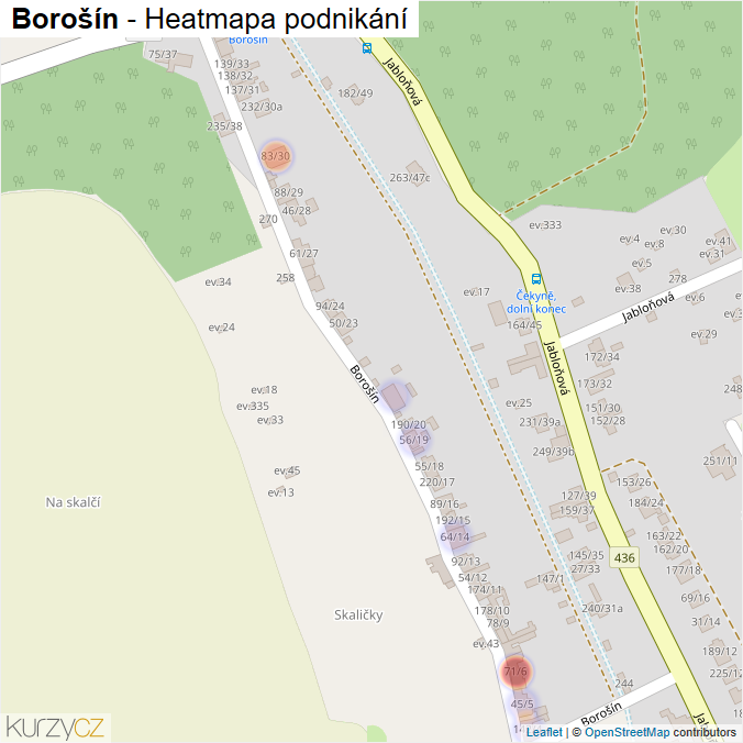Mapa Borošín - Firmy v ulici.