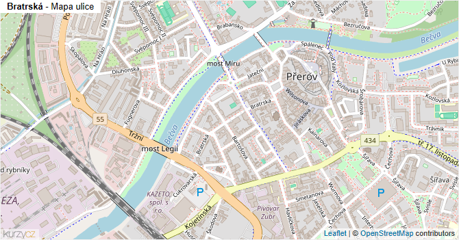Bratrská - mapa ulice