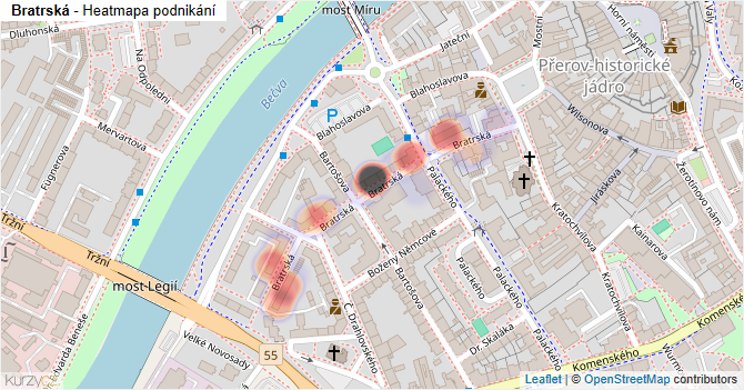 Bratrská - mapa podnikání