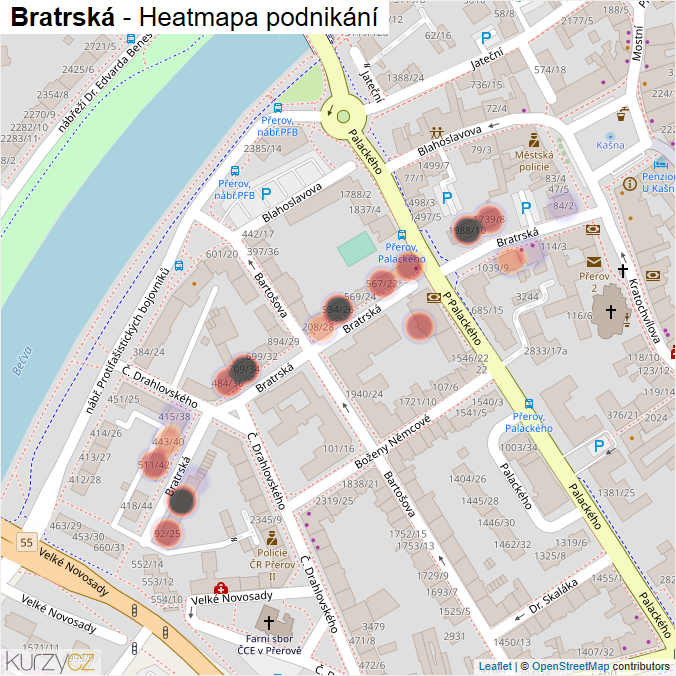 Mapa Bratrská - Firmy v ulici.