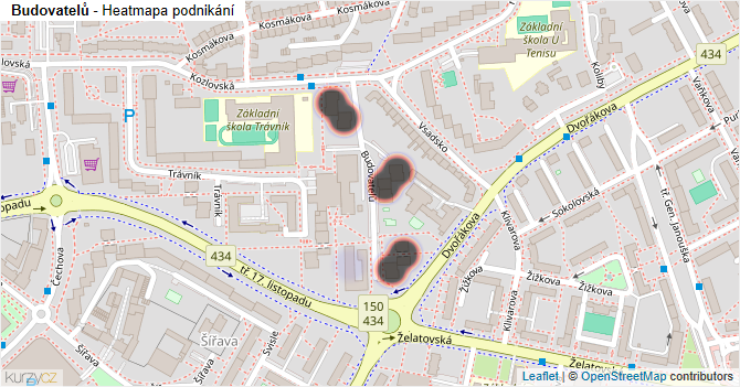 Budovatelů - mapa podnikání