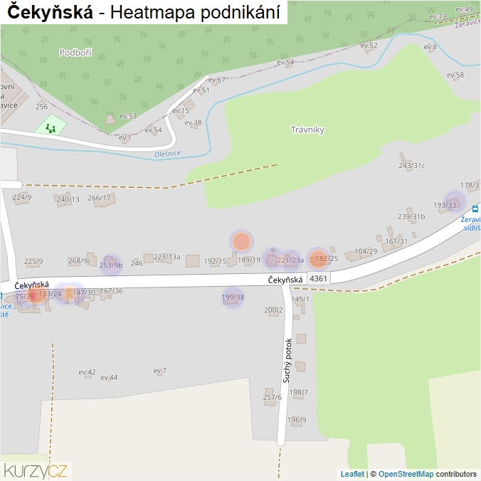 Mapa Čekyňská - Firmy v ulici.